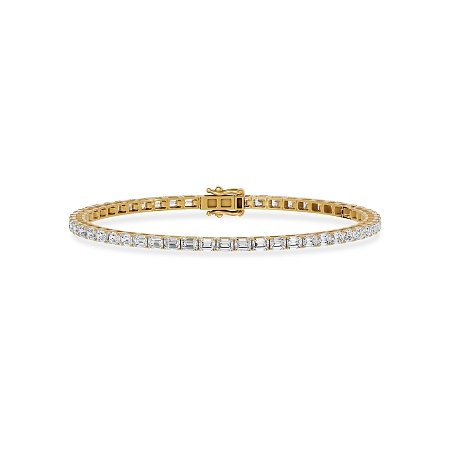 Tennis Bracelet with Horizontal Emerald Lab Grown Diamonds 5cts Total Weight