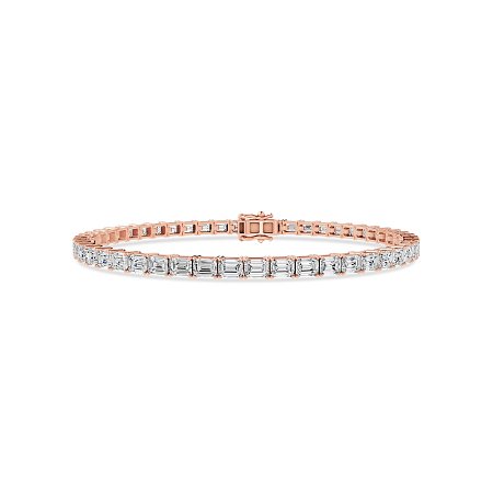 Tennis Bracelet with Horizontal Emerald Lab Grown Diamonds 6cts Total Weight