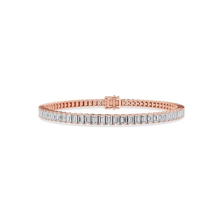 Tennis Bracelet with Vertical Emerald Lab Grown Diamonds 6cts Total Weight