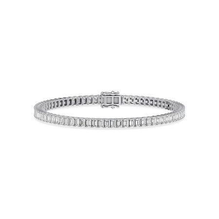 Tennis Bracelet with Vertical Emerald Lab Grown Diamonds 6cts Total Weight