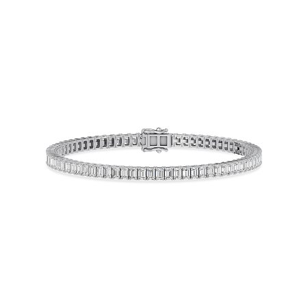 Tennis Bracelet with Vertical Emerald Lab Grown Diamonds 6cts Total Weight