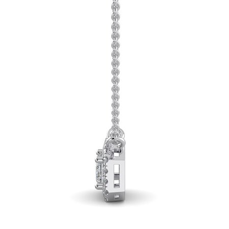 18ct White Gold Necklace with Emerald & Round Lab Grown Diamond 0.62ct Total Weight, E-F / VS-VVS