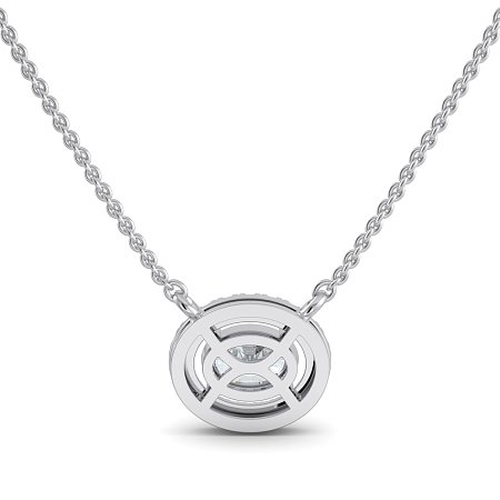 18ct White Gold Necklace with Oval & Round Lab Grown Diamond 0.62ct Total Weight, E-F / VS-VVS