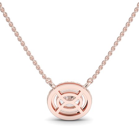 18ct Rose Gold Necklace with Oval & Round Lab Grown Diamond 0.62ct Total Weight, E-F / VS-VVS