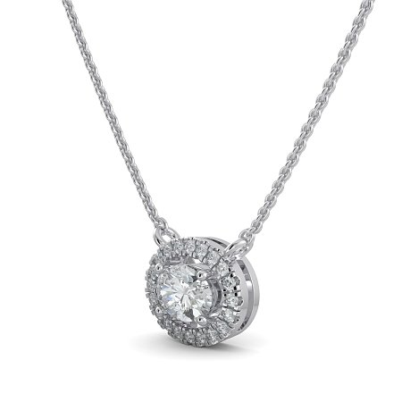 18ct White Gold Necklace with Oval & Round Lab Grown Diamond 0.62ct Total Weight, E-F / VS-VVS