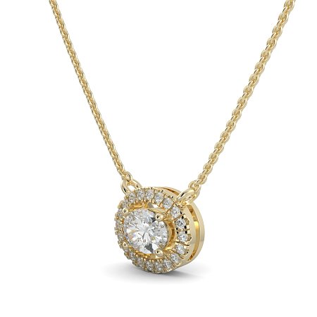18ct Yellow Gold Necklace with Oval & Round Lab Grown Diamond 0.62ct Total Weight, E-F / VS-VVS