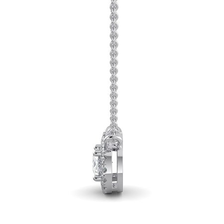 18ct White Gold Necklace with Oval & Round Lab Grown Diamond 0.62ct Total Weight, E-F / VS-VVS