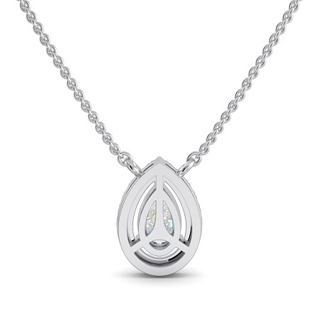 18ct White Gold Necklace with Pear & Round Lab Grown Diamond 0.63ct Total Weight, E-F / VS-VVS