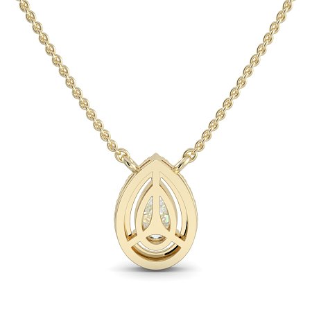 18ct Yellow Gold Necklace with Pear & Round Lab Grown Diamond 0.63ct Total Weight, E-F / VS-VVS
