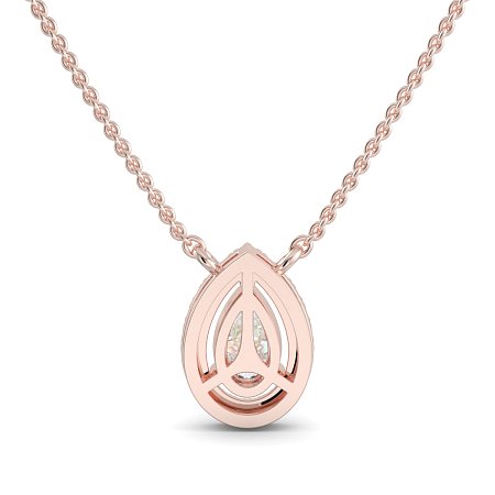 18ct Rose Gold Necklace with Pear & Round Lab Grown Diamond 0.63ct Total Weight, E-F / VS-VVS