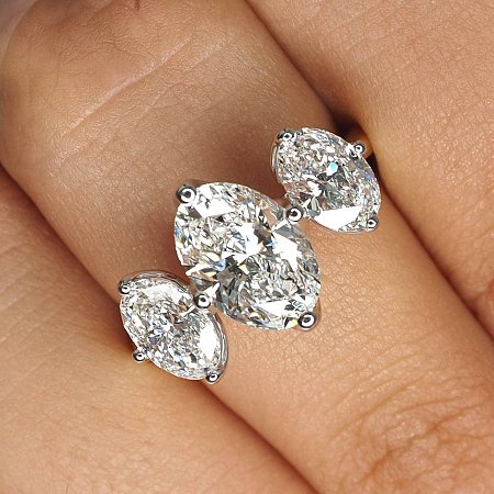 Tulip Ring with Oval Lab Grown Diamond 2.04ct