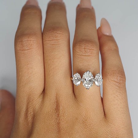Tulip Ring with Oval Lab Grown Diamond 2.04ct