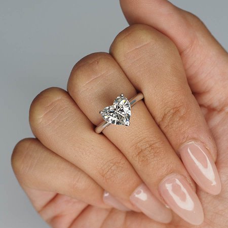 Cathedral Ring with Heart Lab Grown Diamond 2.5ct