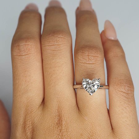 Cathedral Ring with Heart Lab Grown Diamond 2.5ct