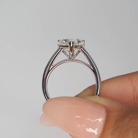 Cathedral Ring with Heart Lab Grown Diamond 2.5ct