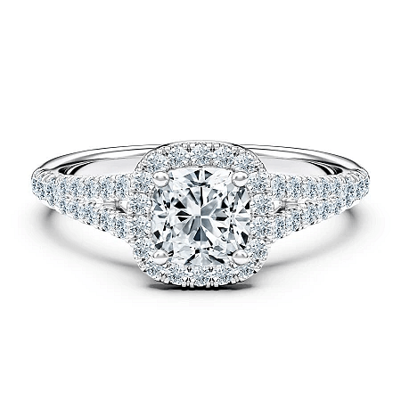 Angeli 1.01ct Cushion IGI LG Side Stones Diamond Engagement Ring