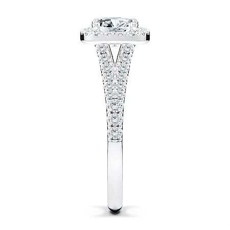 Angeli 1.01ct Cushion IGI LG Side Stones Diamond Engagement Ring