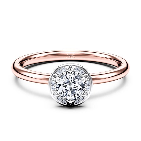 Petite Star Halo Diamond Engagement Ring