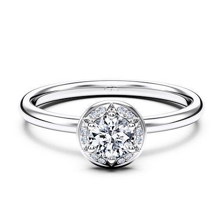 Petite Star Halo Diamond Engagement Ring