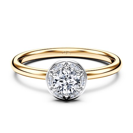 Petite Star Halo Diamond Engagement Ring