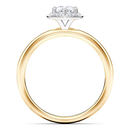 Petite Star Halo Diamond Engagement Ring