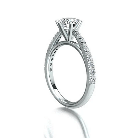Cathedral 1ct Round IGI LG Side Stones Diamond Engagement Ring