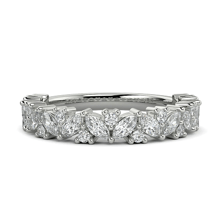18ct Wg Scattered Marqui and Round Diamond Band