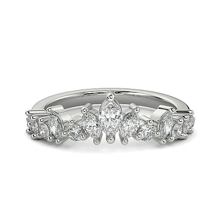 Cluster Wedding Ring with Marquise Diamond 0.53cts