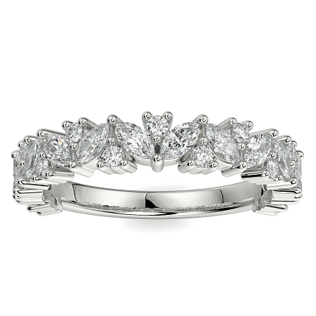 18ct Wg Scattered Marqui and Round Diamond Band