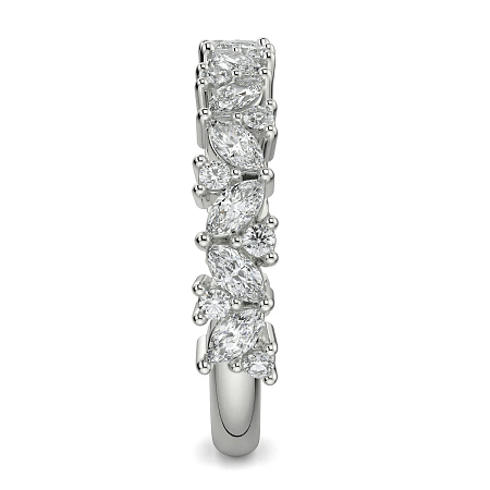 18ct Wg Scattered Marqui and Round Diamond Band