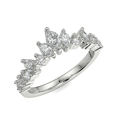 Cluster Wedding Ring with Marquise Diamond 0.53cts