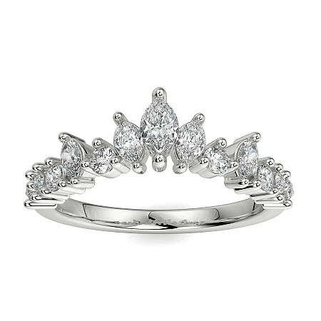 Cluster Wedding Ring with Marquise Diamond 0.53cts