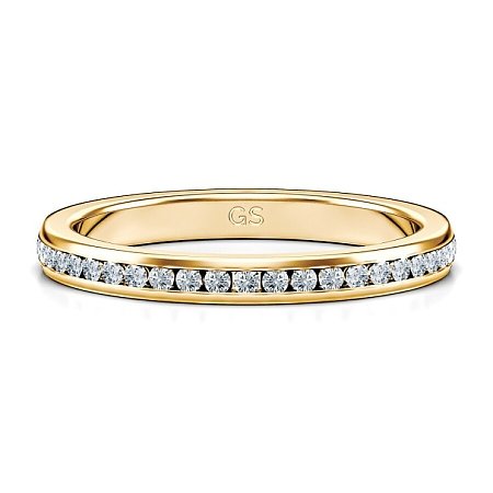 Tulip Channel Set Wedding Ring with Diamond 0.21ct Total Weight