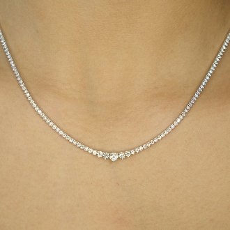 LG.18WG Graduating Tennis Necklace 3cts