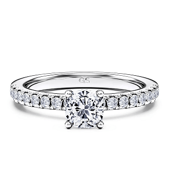 Ariel 1ct Round IGI Side Stones Diamond Engagement Ring