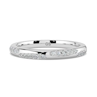 Tulip Leaf-shaped Pave on Band Wedding Ring