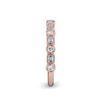 Cara Wedding Ring with Emerald and Round Diamonds on Band