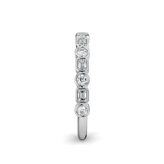 Cara Wedding Ring with Emerald and Round Diamonds on Band