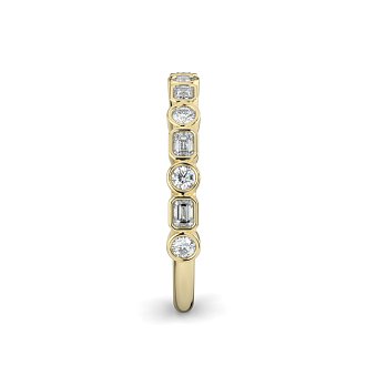 Cara Wedding Ring with Emerald and Round Diamonds on Band