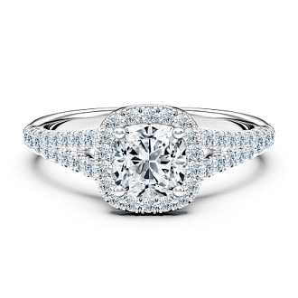 Angeli 1.01ct Cushion IGI LG Side Stones Diamond Engagement Ring