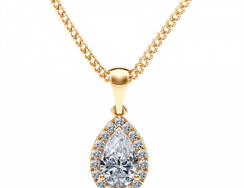 GSD Halo Pendant Including 45cm 18ct yellow gold fine tracer chain ...
