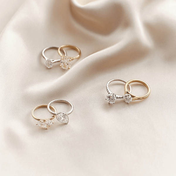 An image showcasing various engagement rings created through custom orders.