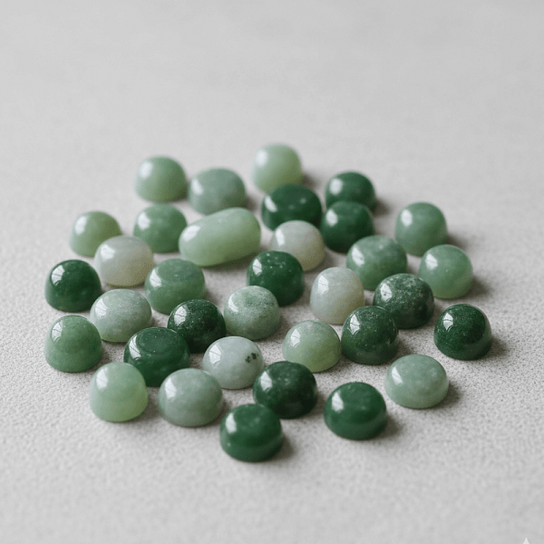 An image of various jade gemstones that symbolize luck, peace, and prosperity.