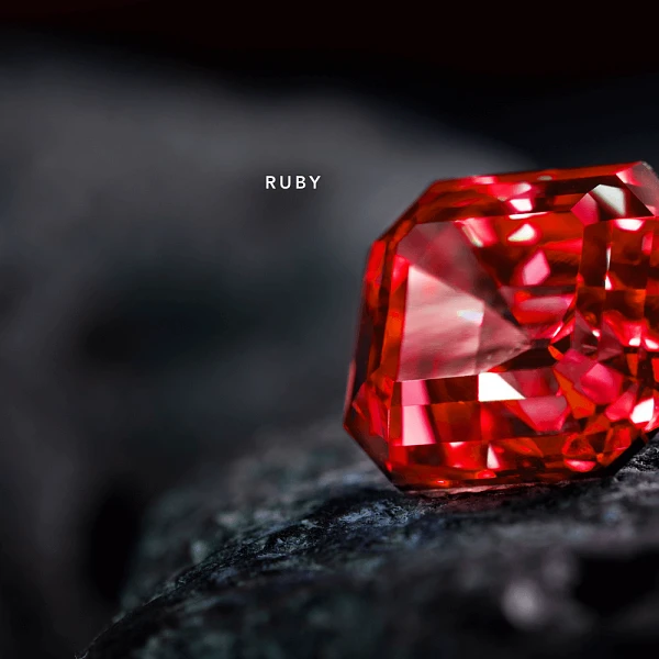 Image of the gemstone ruby, the July birthstone.