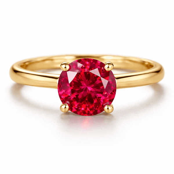 An image of a solitaire ring with a ruby.