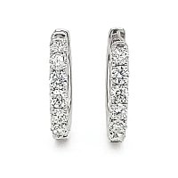 Huggie Claw Set Earrings with Round Natural Diamonds 0.74ct Total Weight