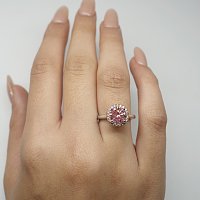 Angeli Halo Ring with Pink IGI & White LG Diamonds 1.21cts Total Weight