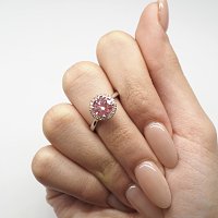 Angeli Halo Ring with Pink IGI & White LG Diamonds 1.21cts Total Weight