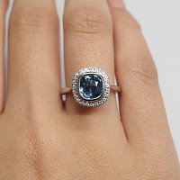 Halo Ring with Diamond & Sapphire 3.24cts Total Weight