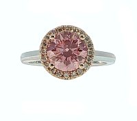 Angeli Halo Ring with Pink IGI & White LG Diamonds 1.21cts Total Weight